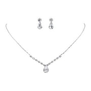 Pear Drop Rhinestone Necklace and Earring Set - #10424