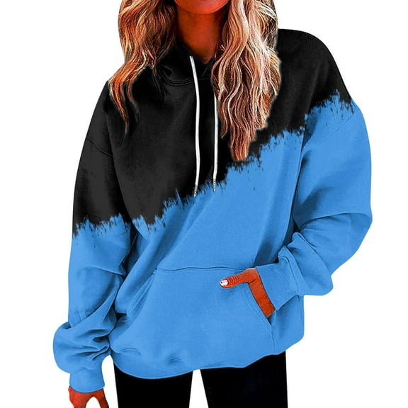 Dyfzdhu Hoodies for Women Plus Size Casual Hooded Sweatshirt With Pockets Long Sleeve Drawstring Loose