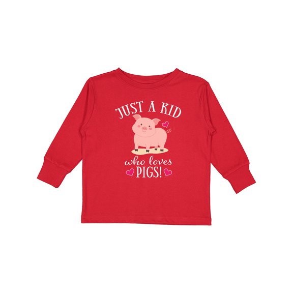 Inktastic Just a Kid Who Loves Pigs Boys or Girls Long Sleeve Toddler T-Shirt