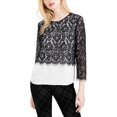 thumbnail image 3 of Maison Jules Lace-Overlay Blouse (Black, XXS), 3 of 5