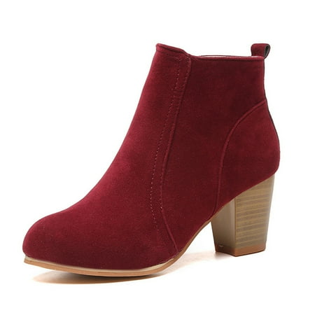

Hawee Faux Suede Winter Classic Ankle Boots High Heel Side Zipper Sizes 5-10