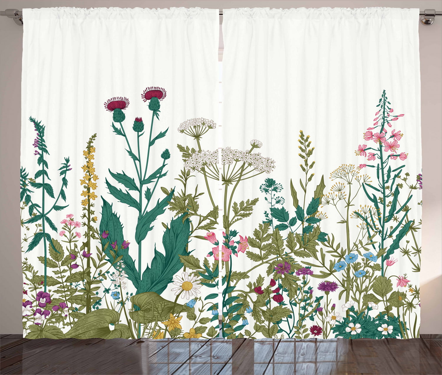 Possta Decor Blackout Window Curtain Watercolor Spring Natural Flowers Thermal Insulated Window Drapes Garden Floral Room Darkening Treatments with Grommet Top for Living Room Bedroom 52x36In