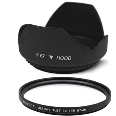 Acuvar 67mm Digital Tulip Flower Lens Hood and 67mm UV Filter for Nikon CoolPix P900, P950 Digital Camera