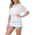thumbnail image 4 of INSPIRE CHIC Crochet Tops for Women's Summer Sweater Lightweight Short Sleeve Pullover Knit Top S White, 4 of 6