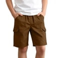 thumbnail image 5 of Lumosvexa Boys Cargo Shorts Cotton Breathable with Pockets Elastic Waist Kids Summer Daily Casual Shorts Brown Size 6, 5 of 10