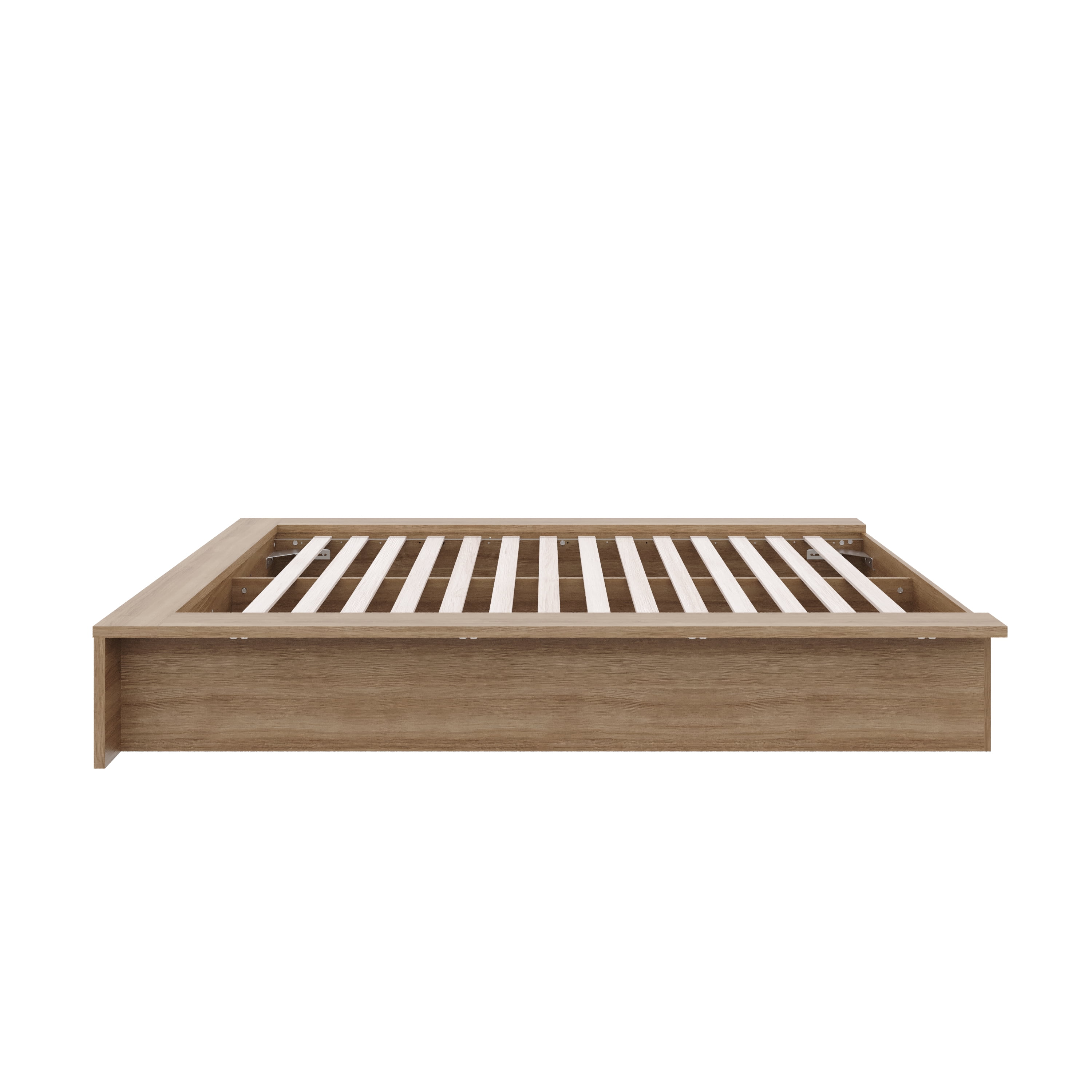 Nexera James Full Size Platform Wood Bed Frame, Brown Oak