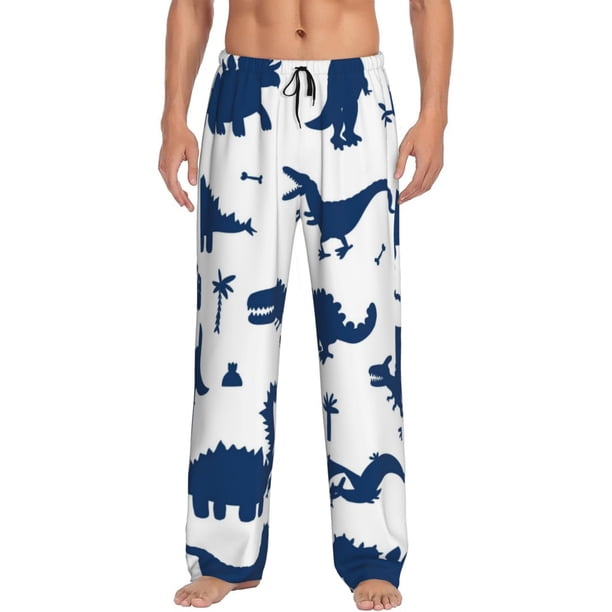 Balery Cute Cartoon Dinosaurs Pantalones de pijama para hombre, pijama ultraligero, pantalón de descanso-X-Large