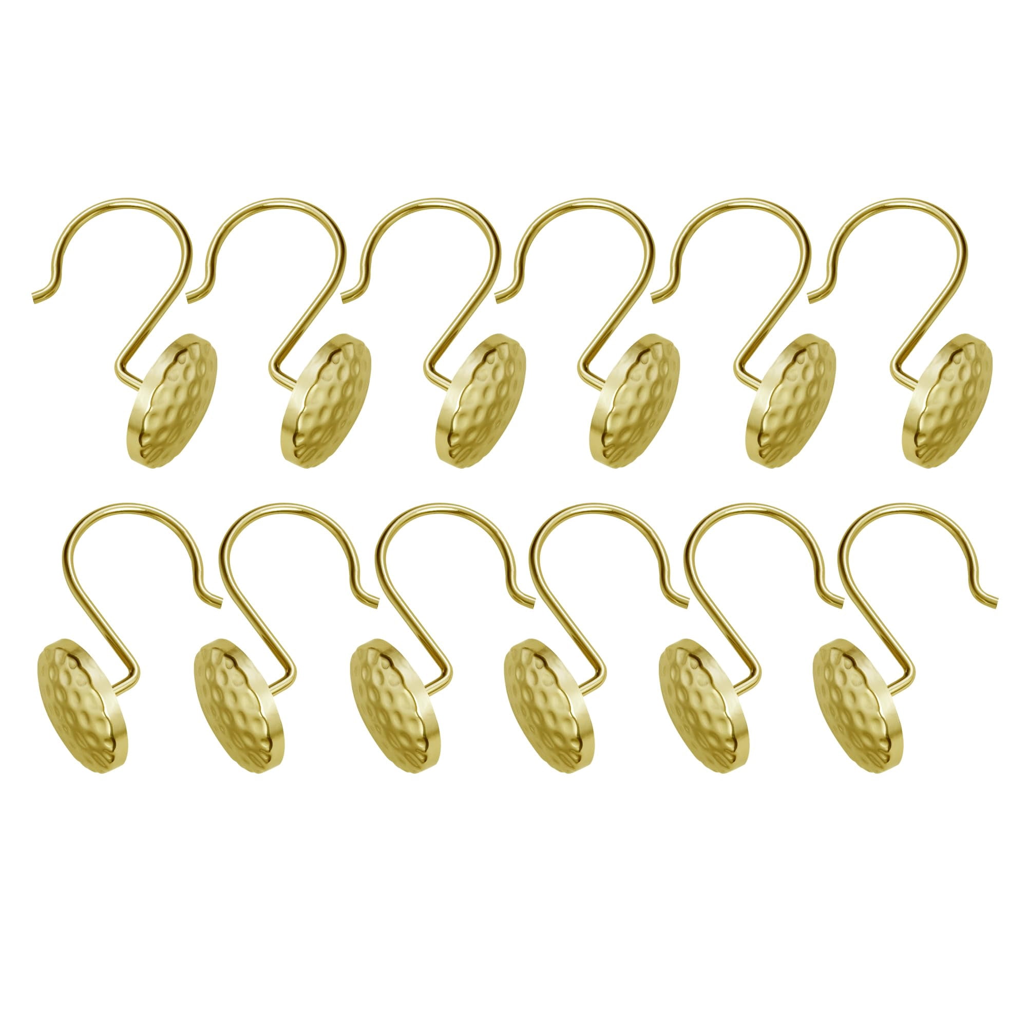 Utopia Alley HK28GD Rust Resistant Shower Curtain Hooks Rings for Bathroom, Gold - Set of 12