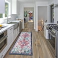 thumbnail image 6 of Boho Kitchen Decor Rug, Vintage Bohemian Floral Runner Rug for Kitchen Laundry Bathroom, Non-Slip Washable Hallway Floor Mat 17x47 Inch Red, 6 of 6