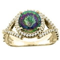 thumbnail image 1 of 14K Yellow Gold Natural Mystic Topaz Ring Round 8mm Diamond Accent, size 5, 1 of 4