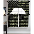 thumbnail image 3 of Green Camouflage American Flag Swag Valance and Tier Curtains 36'' Length Set, Wooden Grain Light Filtering Kitchen Curtains, Tier Curtain Valances for Bathroom/Living Room/Bedroom/Café, 3 of 6