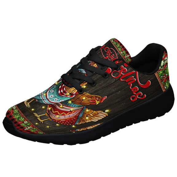 Chicken Hen ChriStas Three Hens Shoes Sneakers Black Size 3.5