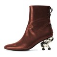 thumbnail image 3 of FSJ Women Fashion Chic Elephant Mid Heel Ankle Boots Pointy Close Toe Side Zipper Back Lace Up Short Booties Walking Dress Shoes Size 13 Brown, 3 of 3