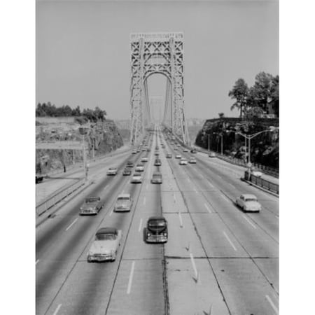 USA New York George Washington Bridge High Angle View of Traffic Poster Print