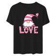 thumbnail image 4 of mihongmao Womens Plus Valentine Tops Women Casual Round Neck Short-sleeved Christmas Tree Printed T-shirt Black M, 4 of 6