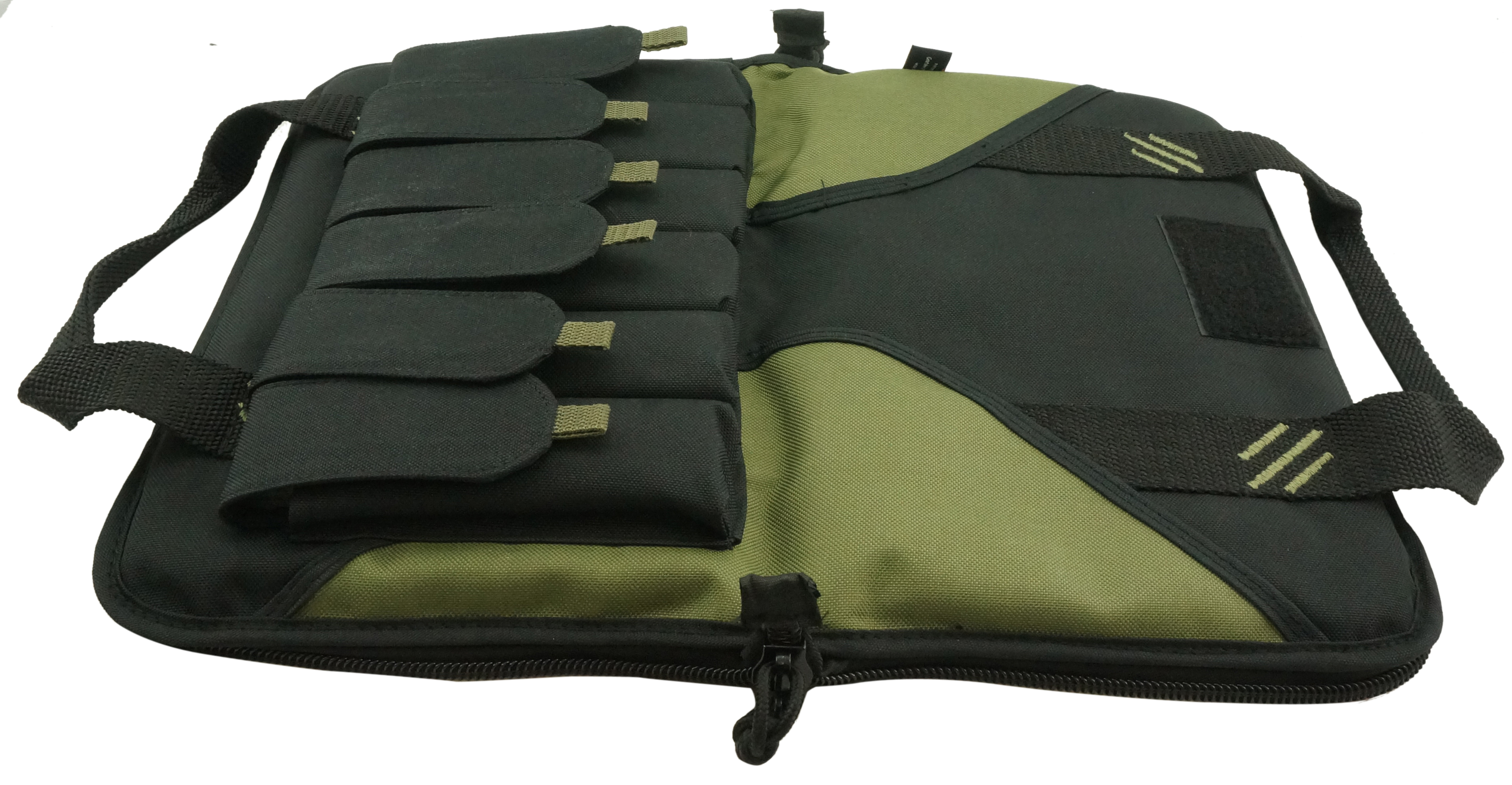 K-Cliffs Memory Foam Pistol Case Lockable Soft Sided Padded Handgun Carrying Storage Bag with 6 Magazine Pockets Black Olive Green Dimensions: 14"x8.5"x 2.5". Polyester