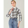 thumbnail image 2 of INSPIRE CHIC Women Classic Vintage Button Front Closure Chest Pocket Plaid Crop Jacket, 2 of 6
