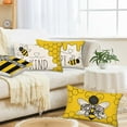 thumbnail image 3 of Bee Happy Bee Kind Throw Lumbar Pillow Covers 12 x 20 Inch Set of 4 Yellow Honey and Bee Decorative Cushion Case Spring Summer Outdoor Decoration for Sofa Couch, 3 of 5