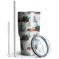 thumbnail image 2 of 30oz Red Christmas Truck and Tree Pattern Tumblers Stainless Steel Tumbler with Lid and Straw,Vacuum Insulated Double Wall Travel Tumbler Cups Mug with Cleaning Brush for Coffee,Tea, 2 of 7