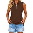 thumbnail image 4 of Womens Summer Tank Tops formal Collared Button Sleeveless Blouse Sleeveless Tops for Women Brown M, 4 of 9