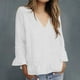 thumbnail image 2 of Vestidos Casuales Para Mujer, Blusas De Mujer De Moda Camiseta/camiseta de manga larga con cuello en V y mangas de encaje de lino sintético para mujer, primavera e invierno, 2 of 6