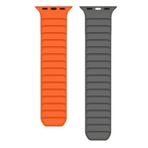 Magnetic Link Loop Sport Silicone Bands Compatible for iWatch Series 10 9 8 7 6 5 4 SE 3 2 1 46/45/44/42mm Women Men, Soft Rubber Strap with Magnetic Clasp for Apple Watch Ultra 49mm, Orangegray