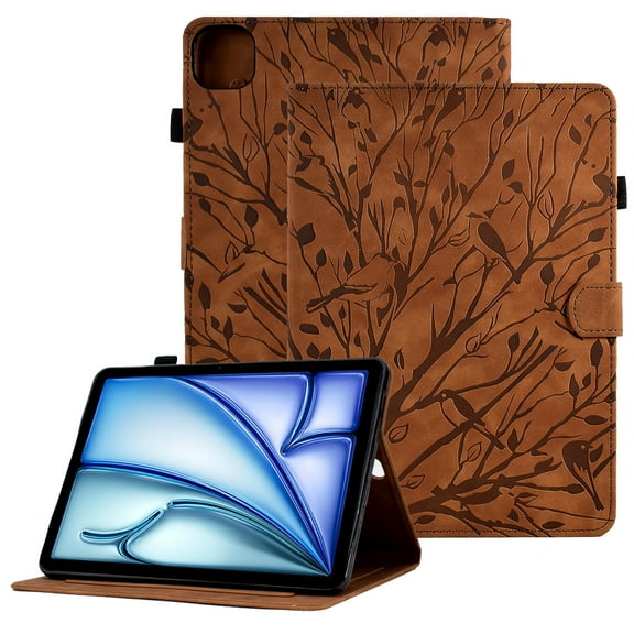 GSFY Case for 2024 iPad Air 11 Inch 6th Gen (M2), Smart PU Leather Wallet Stand Protective Shell Auto Sleep Wake for iPad Air 11 6th/ iPad Air 10.9 4th &5th/ iPad Pro 11 (2018-2022), Brown TREE
