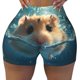 thumbnail image 2 of Balery Cute Swimming Guinea Pig Pantalones cortos de entrenamiento estampados para mujer, sin costuras, ajustados, para gimnasio, yoga, correr, deportes, ejercicio activo, fitness.-Large, 2 of 8