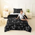 thumbnail image 3 of Manfei Sleek 3D Square Twin Comforter Sets, Neon Glow Bedding Set, Black White, Black Reversible 2pcs, 1 Comforter and 1 Pillowcase, 3 of 6