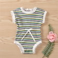thumbnail image 2 of KVPLBQFD Girls Bodysuit Baby Boys Girls Striped Spring Summer Short Sleeve Romper Bodysuit Clothes Striped Baby Spring Romper Toddler Onesies 4t Girls Clothes, 2 of 4