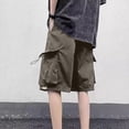 thumbnail image 4 of Men's Outdoor Cargo Shorts, Quick Dry Breathable Multi-Pocket Drawstring Shorts for Hiking Camping Daily Wear Daily Outdoor Activity Bronze 4XL, 4 of 5