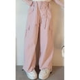 thumbnail image 4 of Kids Cargo Pants Loose Fit Baggy Pants Elastic High Waisted Pink Cargo Pants with Pocket Outfits for Girls Over 16, 4 of 5