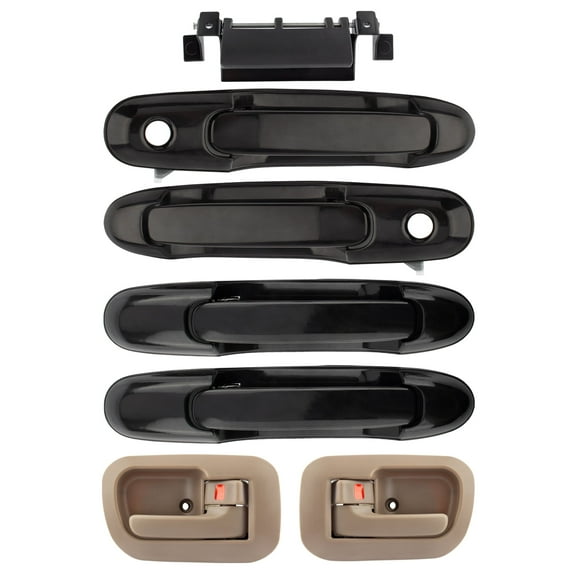 BOXI 80850 80357 80359 80533 80504 79600 (Set of 7) Exterior Interior Front Rear Left Driver Right Passenger Side Tailgate Door Handles For Toyota Sienna 1998-2003 Black Beige