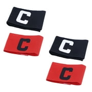 Qnmwood Adjustable Elastic Armbands for Youth Sports Team (4pcs, Black/Red)
