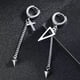 thumbnail image 1 of Pendientes de acero de titanio para hombre, con clip para la oreja, sin agujeros, sin perforaciones, para mujer, modernos, estilo hip hop, con borlas y cadena larga, 1 of 5