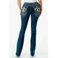 thumbnail image 3 of Grace In LA Women's Fleur De Lis Rhinestone Embellished Bootcut Stretch Jeans (25, Blue Stonewashed), 3 of 3