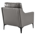 thumbnail image 4 of Armchair Accent Chair, Grey Gray, Leather, Mid Century Living Lounge Cafe Lobby Hospitality Restaurant, Modern Contemporary HB34320, 4 of 8