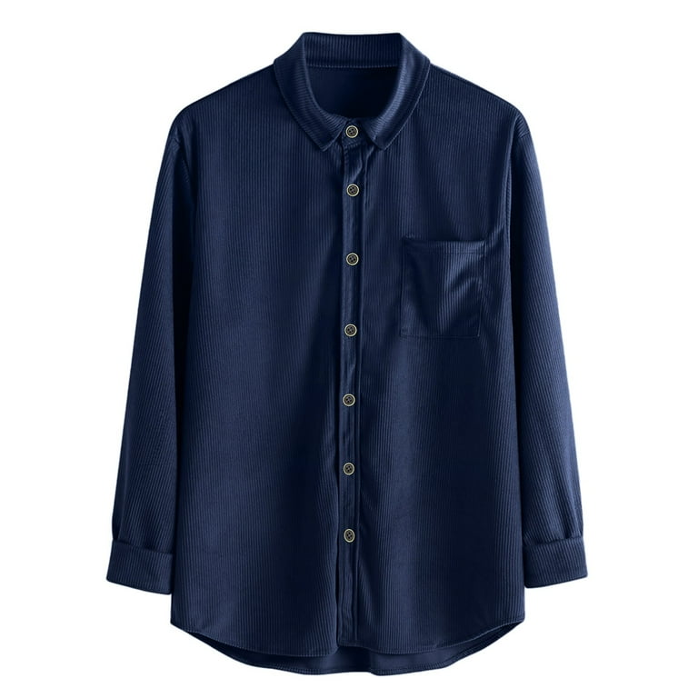 新品 enof long sleeve cord shirt size1 Fall Corduroy Long Sleeve Shirts for Men Blue Mens Autumn