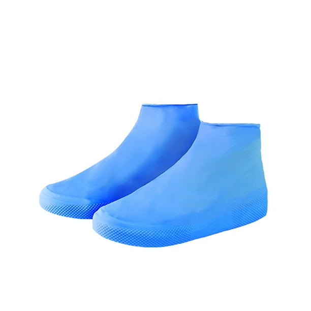Cubrebotas de látex elástico, desechable, impermeable y unisex, antideslizante, para lluvia y nieve, talla M (azul)