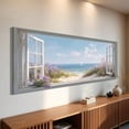 thumbnail image 2 of Beach Window Canvas Wall Art - Large Coastal Picture Landscape Canvas Prints Tropical Sea Paintings, Horizontal Summer Seascape Artwork for Living Room Bedroom, 2 of 7