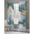 thumbnail image 4 of Abstract Cloud Effect Sheer Curtains 108 Inches Long 2 Panels Golden Green Marble Texture Light Filtering Semi Sheer Window Curtains Drapes for Bedroom Living Room 52"x108", 4 of 7
