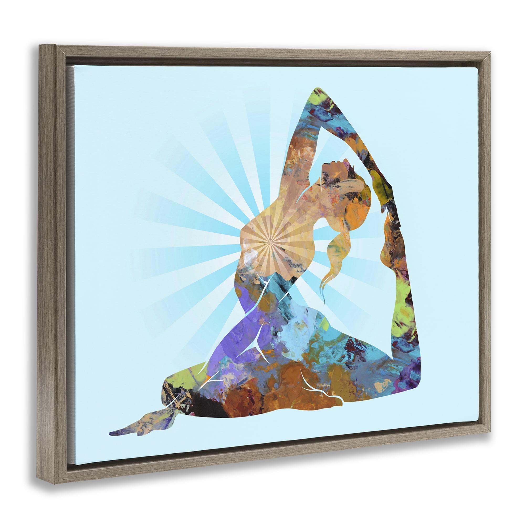 Stupell Industries Meditative Mindful Yoga People Painting Brown Floater Framed Canvas Art Print Wall Art, 21 x 17