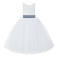 thumbnail image 2 of Ekidsbridal Girl Bridal Flower Girl Dress - V-Back White Lace Tutu with Tiebow 212noFT-A (Size: 2-10), 2 of 3