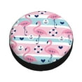 thumbnail image 3 of Easygdp Pink Striped Flamingo Wheel Sun Guard, Spare Tire Cover,Universal Trailer Suv Truck Camper Travel,Easy To Install And Remove -16 Inch, 3 of 9