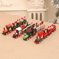 thumbnail image 5 of 4 piezas de tren de madera navideño, tren de las maravillas de invierno, juego de decoración de mini tren, decoración navideña, juego de trenes de madera de muñeco de nieve, 5 of 5