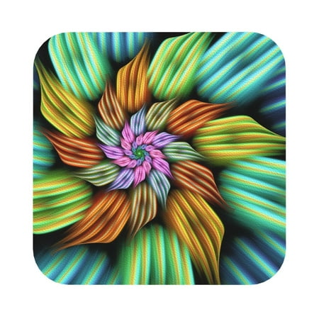 

Coaee Hippie Style Print Leather Coasters Set of 6 Non-Slip Washable Cup Coasters for Home Office Bar Square
