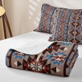 thumbnail image 4 of Erosebridal Vintage Rhombus Quilt Full, Traditional Aztec Full Bedspread Sets, Mauve Rust Sky Blue 3-Piece, 1 Coverlet and 2 Pillowcases, 4 of 7
