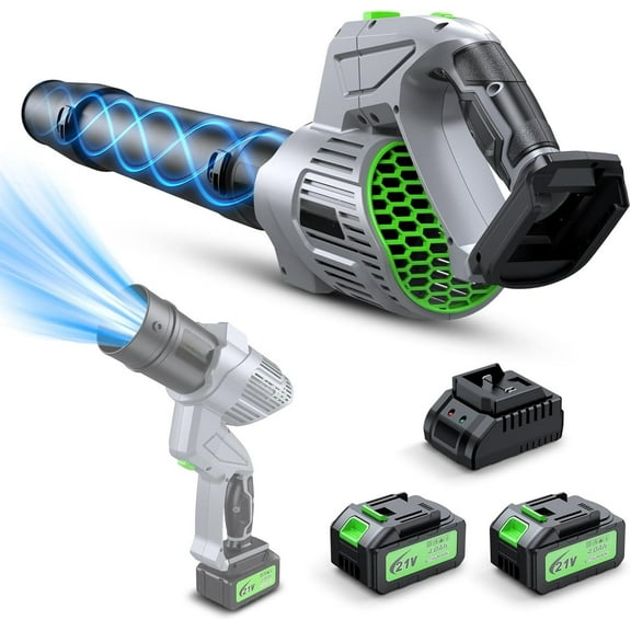 Electric Leaf Blower Cordless, 900,000 RPM, 2 x 4.0Ah Batteries & Charger, Handheld Leaf Blowers for Lawn Care, 5 Speed Mode, Portable Lightweight Grass Blower for Yard, Patio & Outdoor Use (Gray)