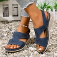 thumbnail image 5 of LOVZFMLL Women's Sandals 2025 Print Comfort Walking Hiking Wedges Sandals with Arch Support Open Toe Ankle Strap Casual Summer Sandals Blue 6.5, 5 of 7