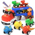 thumbnail image 1 of Auto Toy Seveclotree Dinosaur Truck con 4 coches de dinosaurio para niños de 2 a 7 años, 1 of 8